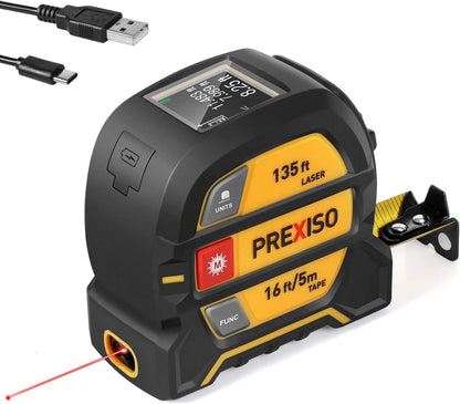 PREXISO 2-in-1 Laser Tape Measure 135Ft Rechargeable Laser Measurement Tool