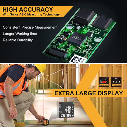 PREXISO 2-in-1 Laser Tape Measure 135Ft Rechargeable Laser Measurement Tool