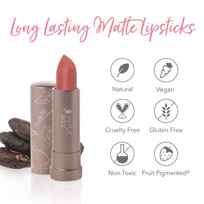 100% PURE Cocoa Butter Matte Lipstick, Mirage, 0.15 oz | Moisturizing; Vegan, Fruit Pigmented