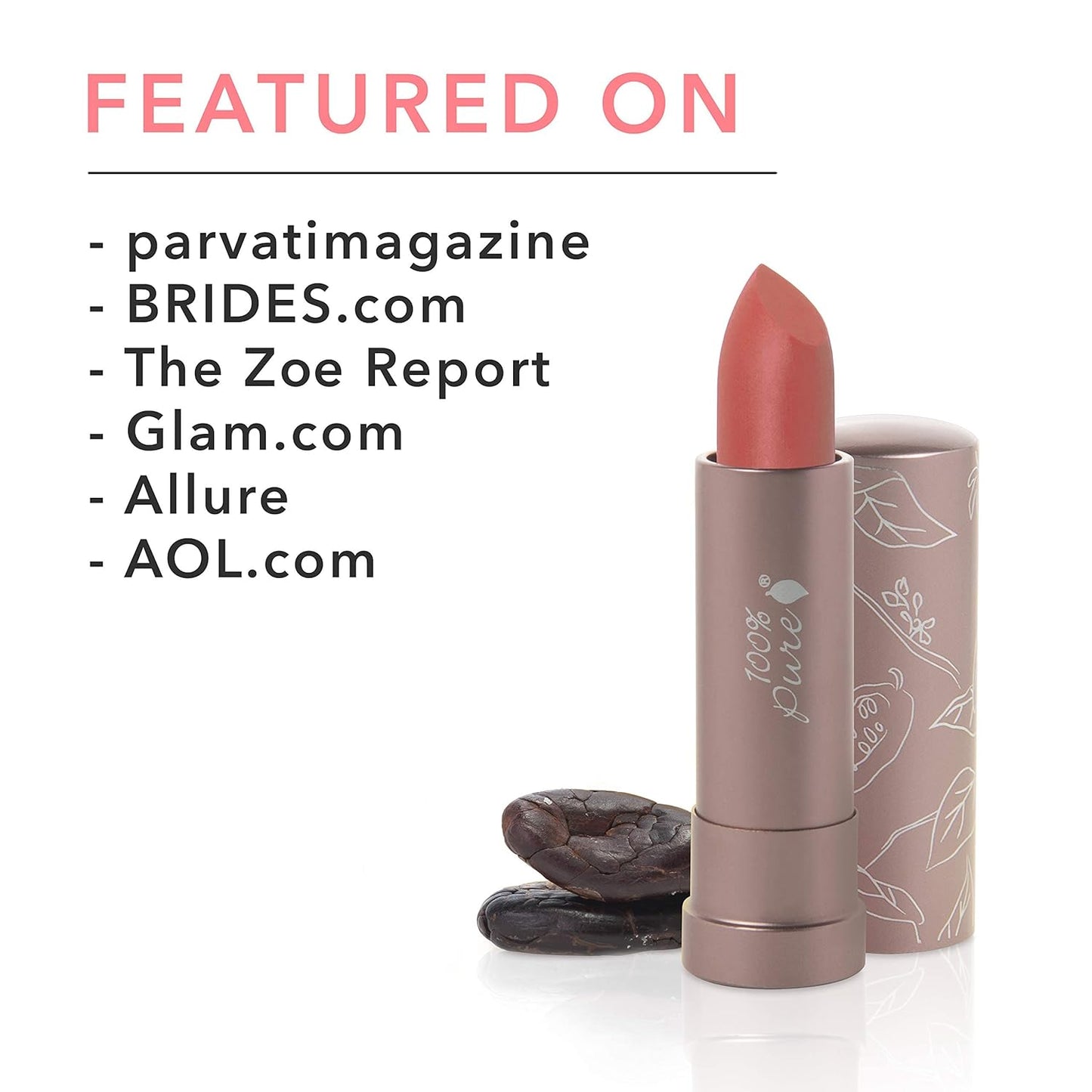 100% PURE Cocoa Butter Matte Lipstick, Mirage, 0.15 oz | Moisturizing; Vegan, Fruit Pigmented