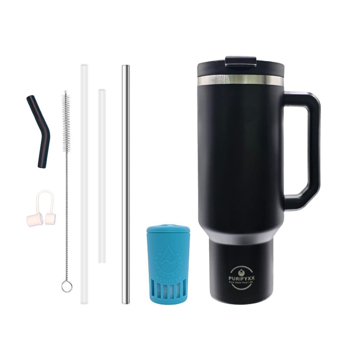 HydraTumbler | 40 oz Filtered Stainless Steel Tumbler | Includes 3-Month Water Filter