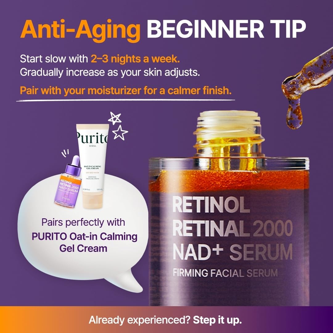 PURITO Retinol 0.1% + Retinal 0.1% Anti-Aging Facial Serum | for Wrinkles, Fine Lines &amp; Firmer Skin ..