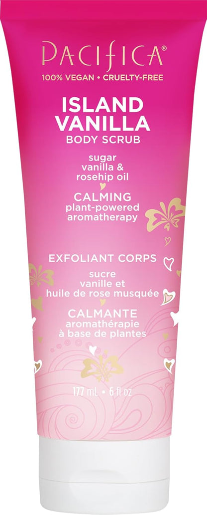 Pacifica Body Scrub - Sugar Island Vanilla Full Body Wash – Exfoliating & Moisturizing w/Rosehip Oil - Coconut & Vanilla Scented..