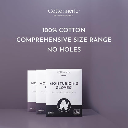 4 Pairs Cottonnerie Basics Cotton Gloves for Dry Hands Sleeping, Moisturizing Gloves Overnight, Hand Moisturizer Gloves..