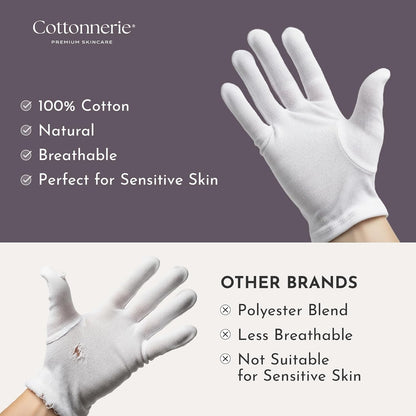 4 Pairs Cottonnerie Basics Cotton Gloves for Dry Hands Sleeping, Moisturizing Gloves Overnight, Hand Moisturizer Gloves..
