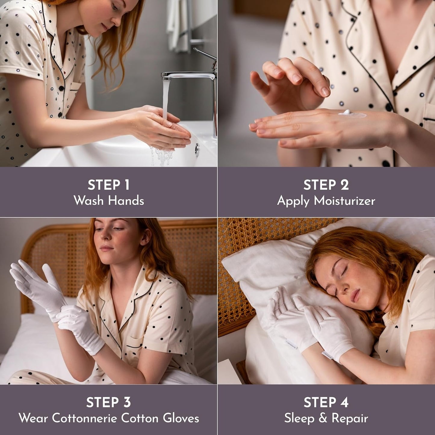 4 Pairs Cottonnerie Basics Cotton Gloves for Dry Hands Sleeping, Moisturizing Gloves Overnight, Hand Moisturizer Gloves..