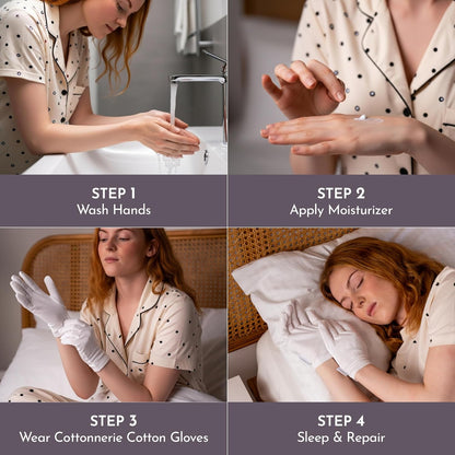 4 Pairs Cottonnerie Basics Cotton Gloves for Dry Hands Sleeping, Moisturizing Gloves Overnight, Hand Moisturizer Gloves..