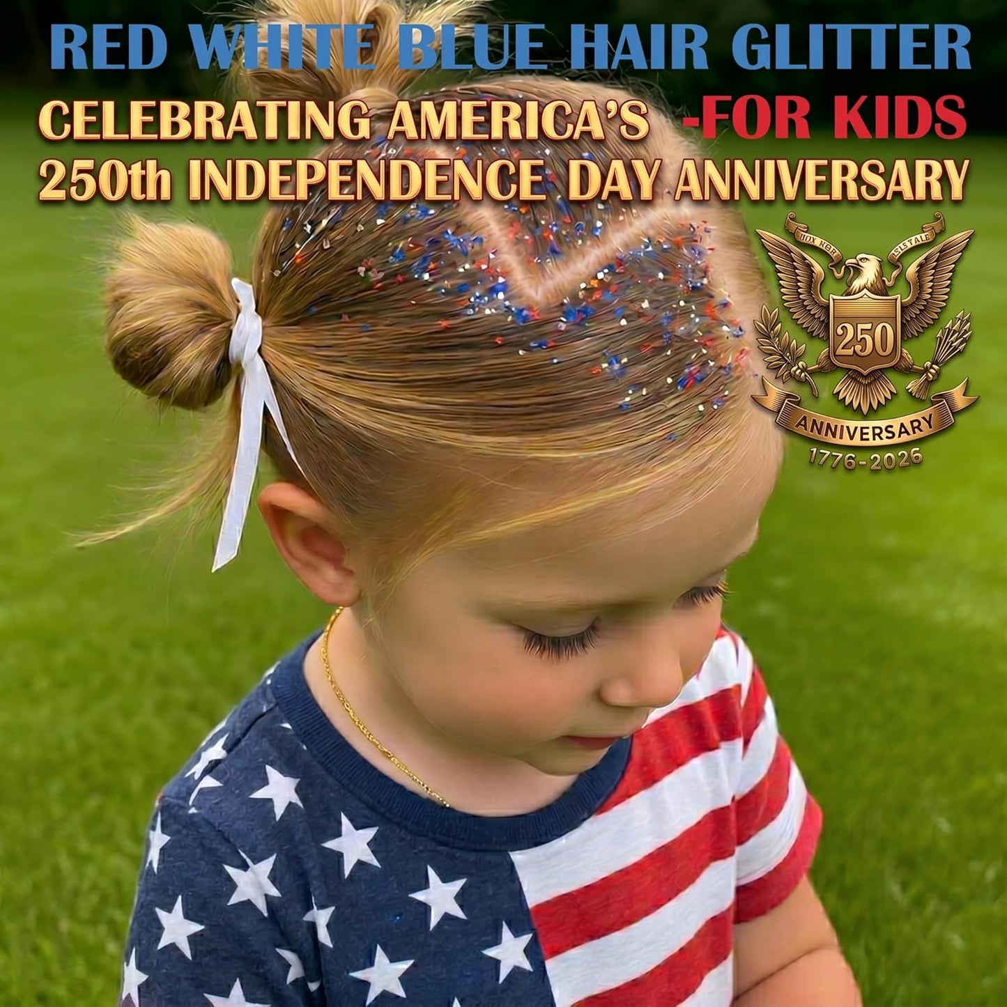 Red White Blue Hair Glitter Stick,4th of July Patriotic America Flag Star Face Body Glitter,250th Independence Day Outfits for Women...