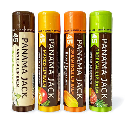 Panama Jack Sunscreen Lip Balm - SPF 45, Flavor Pack, Broad Spectrum UVA-UVB Sunscreen Protection, Prevents & Soothes Dry