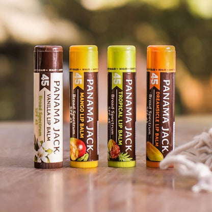 Panama Jack Sunscreen Lip Balm - SPF 45, Flavor Pack, Broad Spectrum UVA-UVB Sunscreen Protection, Prevents & Soothes Dry