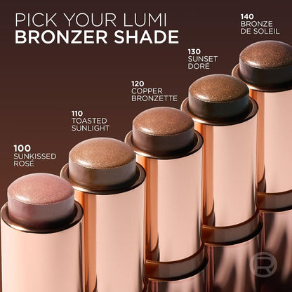 L'Oreal Paris Lumi Bronze Le Stick Soleil Bronzer Stick, Cream-To-Powder Bronzer For A Sunkissed Face Makeup Glow..