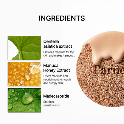 Parnell Cicamanu Serum Cushion - Moisturizing Foundation for Soothing  (0.52 Fl Oz) (17N)