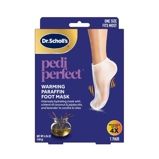 Dr. Scholl's Pedi Perfect Warming Paraffin Spa-Inspired Foot Mask-Hydrating Blend of Paraffin Wax, Coconut, Argan & Jojoba Oil..