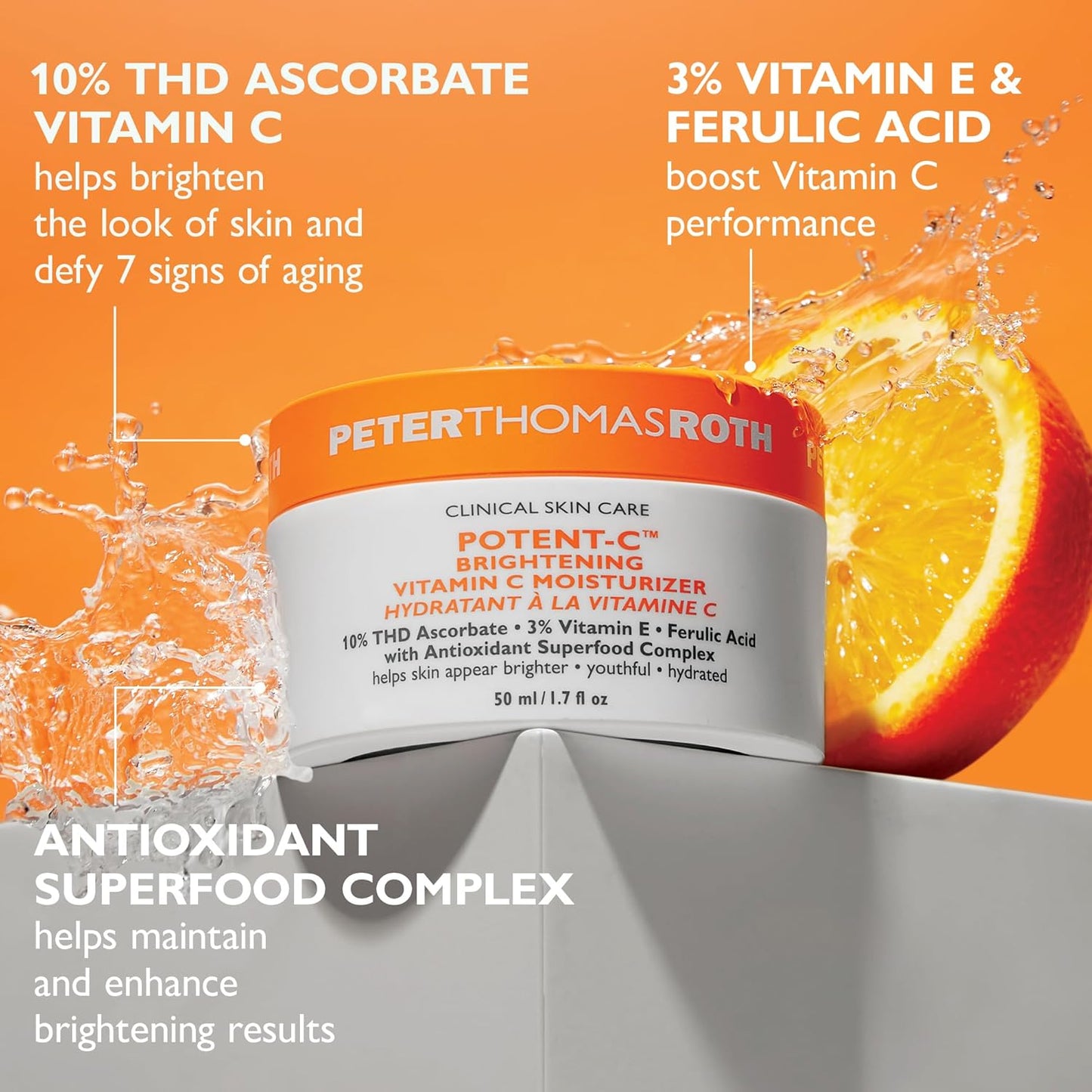 Peter Thomas Roth | Potent-C™ Brightening Vitamin C Moisturizer, Size- 1.7 Fl Oz (Pack of 1)