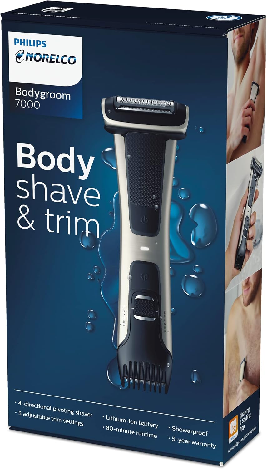 Philips Norelco Bodygroom 7000 Series, Showerproof Groin and Body Trimmer for Men..