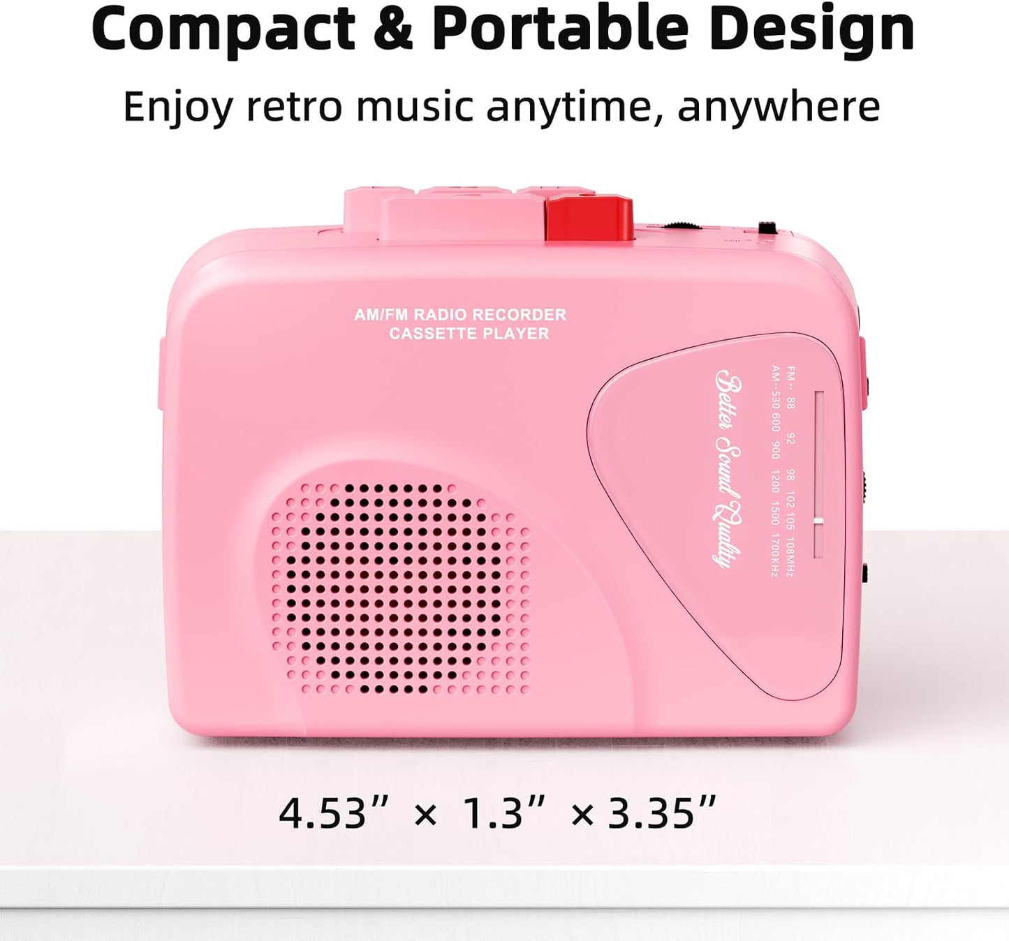Cassette Player Tape Recorders AM/FM Radio, Portable Tape Player Records, Pink and blue..