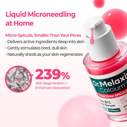 Dr.Melaxin Cyano Pink Spicule Serum with Vitamin B12, Liquid Microneedle Facial Treatment for Enlarged Pores..