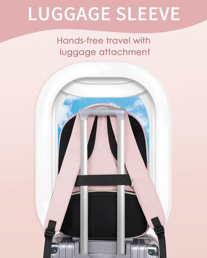MATEIN Pink Laptop Backpack, 17 Inch TSA Approved Travel Carry On Backpack for Women