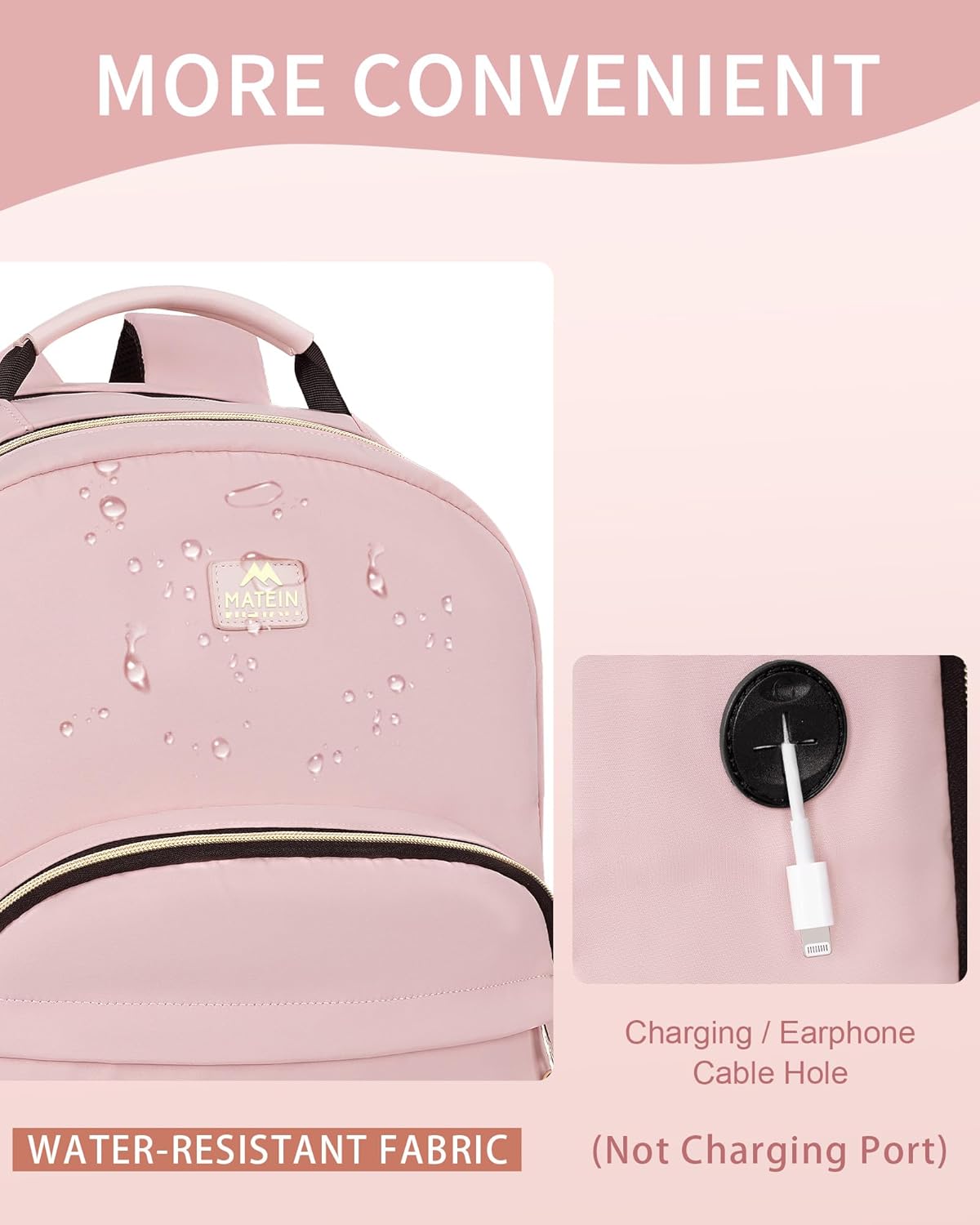 MATEIN Pink Laptop Backpack, 17 Inch TSA Approved Travel Carry On Backpack for Women