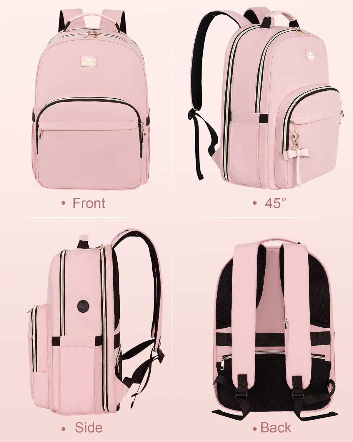MATEIN Pink Laptop Backpack, 17 Inch TSA Approved Travel Carry On Backpack for Women