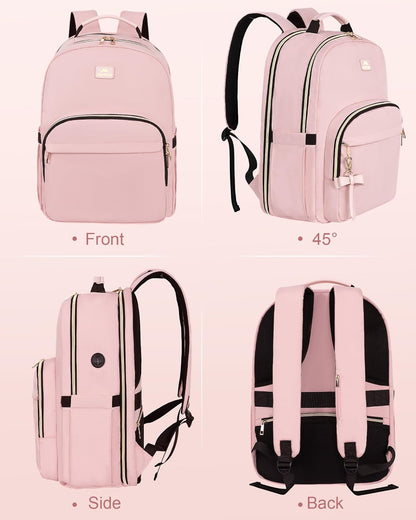 MATEIN Pink Laptop Backpack, 17 Inch TSA Approved Travel Carry On Backpack for Women