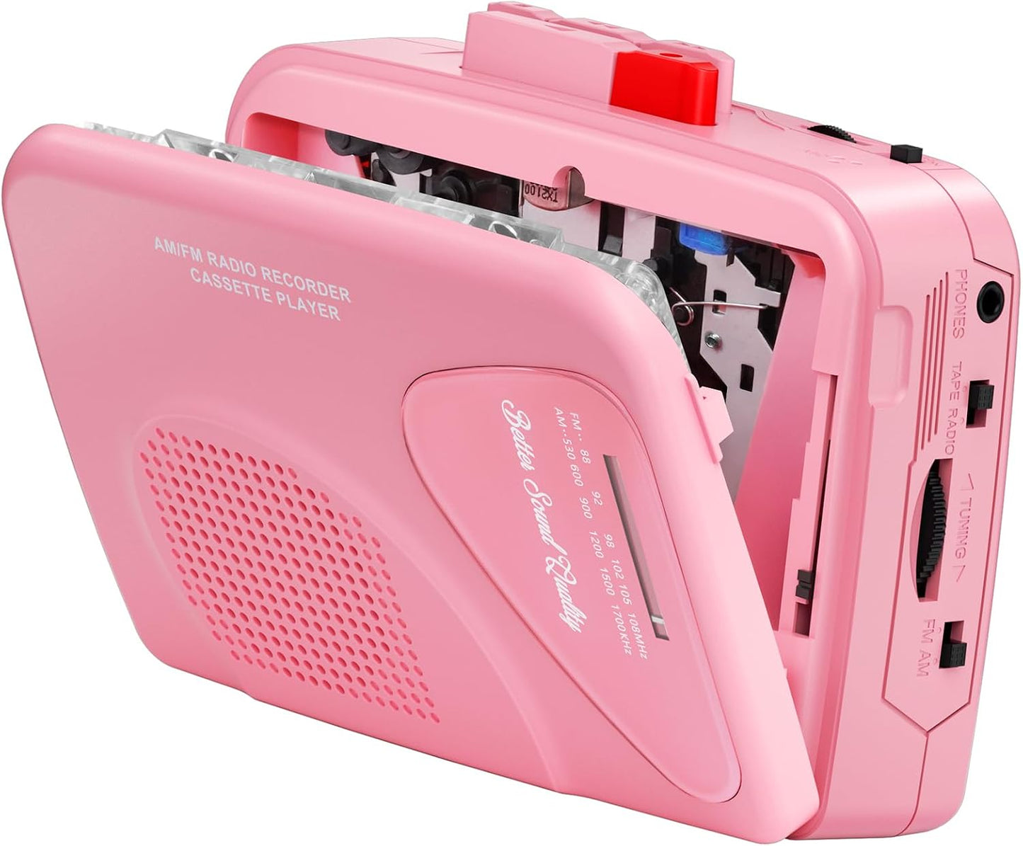 Cassette Player Tape Recorders AM/FM Radio, Portable Tape Player Records, Pink and blue..
