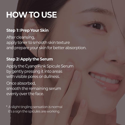 Dr.Melaxin Cyano Pink Spicule Serum with Vitamin B12, Liquid Microneedle Facial Treatment for Enlarged Pores..