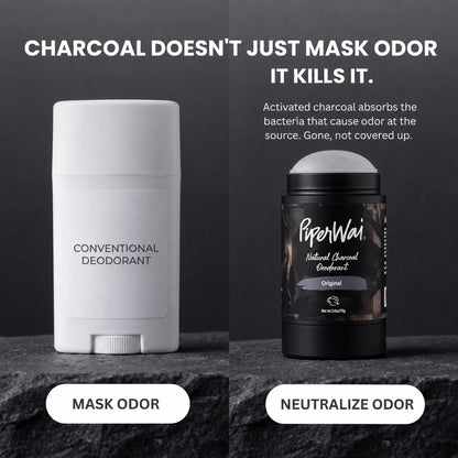 PiperWai Natural Deodorant w/Activated Charcoal | Odor Protection, Vegan, Aluminum Free, Shark Tank Product for Women & Men..