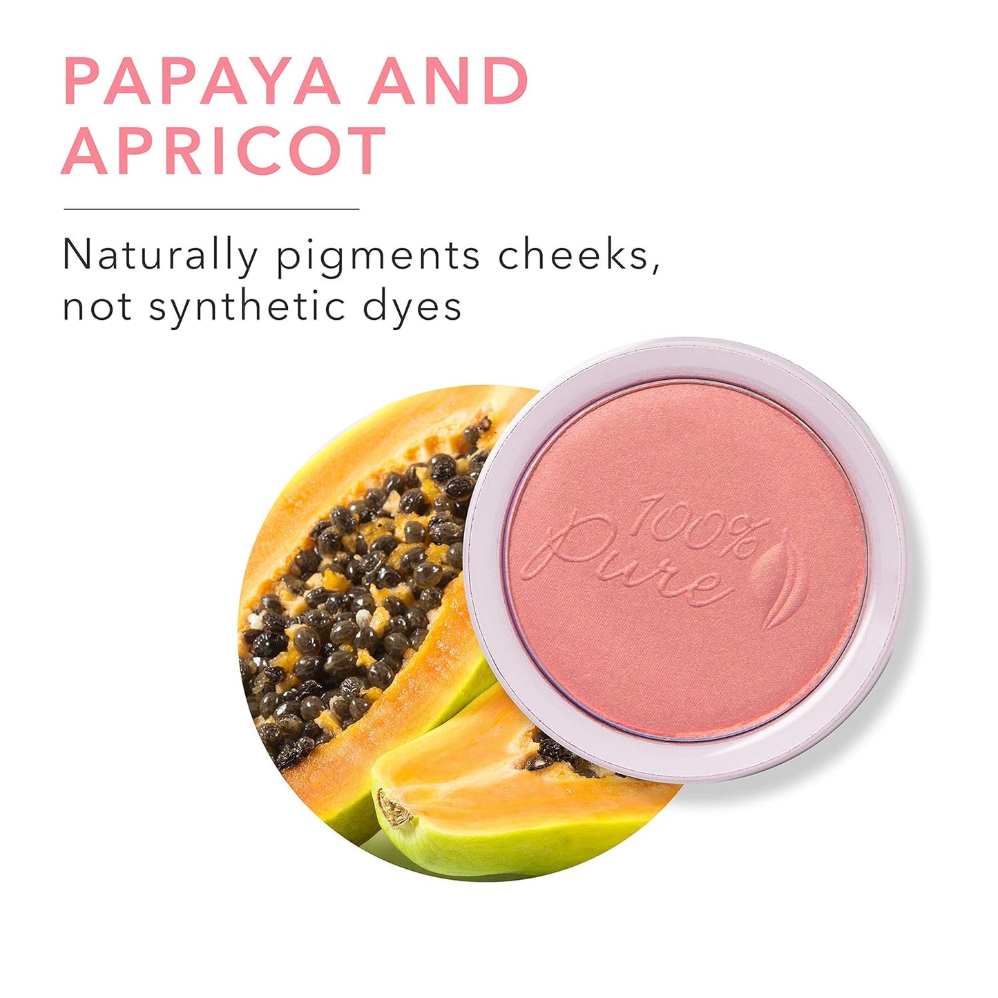 100% PURE Powder Blush (Fruit Pigmented), Mimosa, Soft Shimmery Finish, Nourishes Skin w/Rosehip Oil..