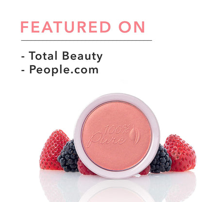 100% PURE Powder Blush (Fruit Pigmented), Mimosa, Soft Shimmery Finish, Nourishes Skin w/Rosehip Oil..