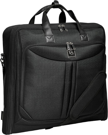 Premium Suit Garment Bag Carry On - Hangs 4 Suits - Travel & Business  (Black)