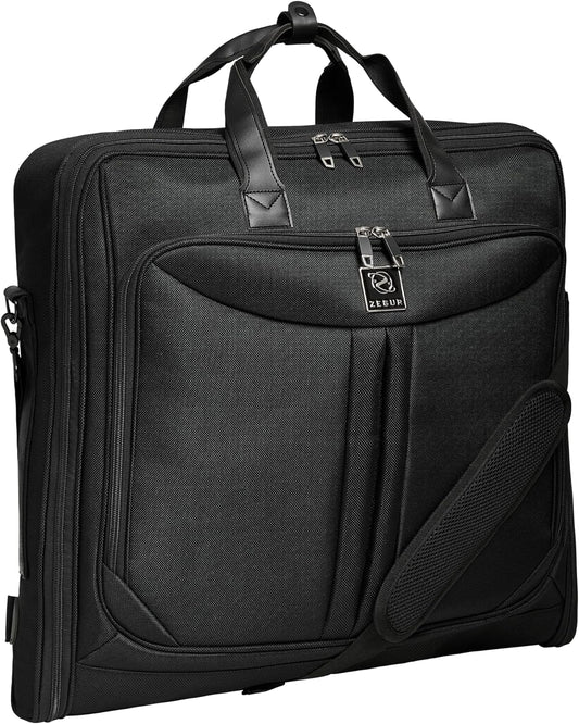 Premium Suit Garment Bag Carry On - Hangs 4 Suits - Travel & Business  (Black)