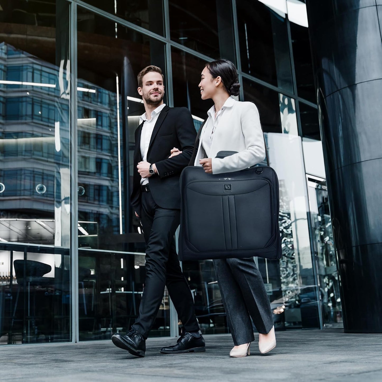 Premium Suit Garment Bag Carry On - Hangs 4 Suits - Travel & Business  (Black)
