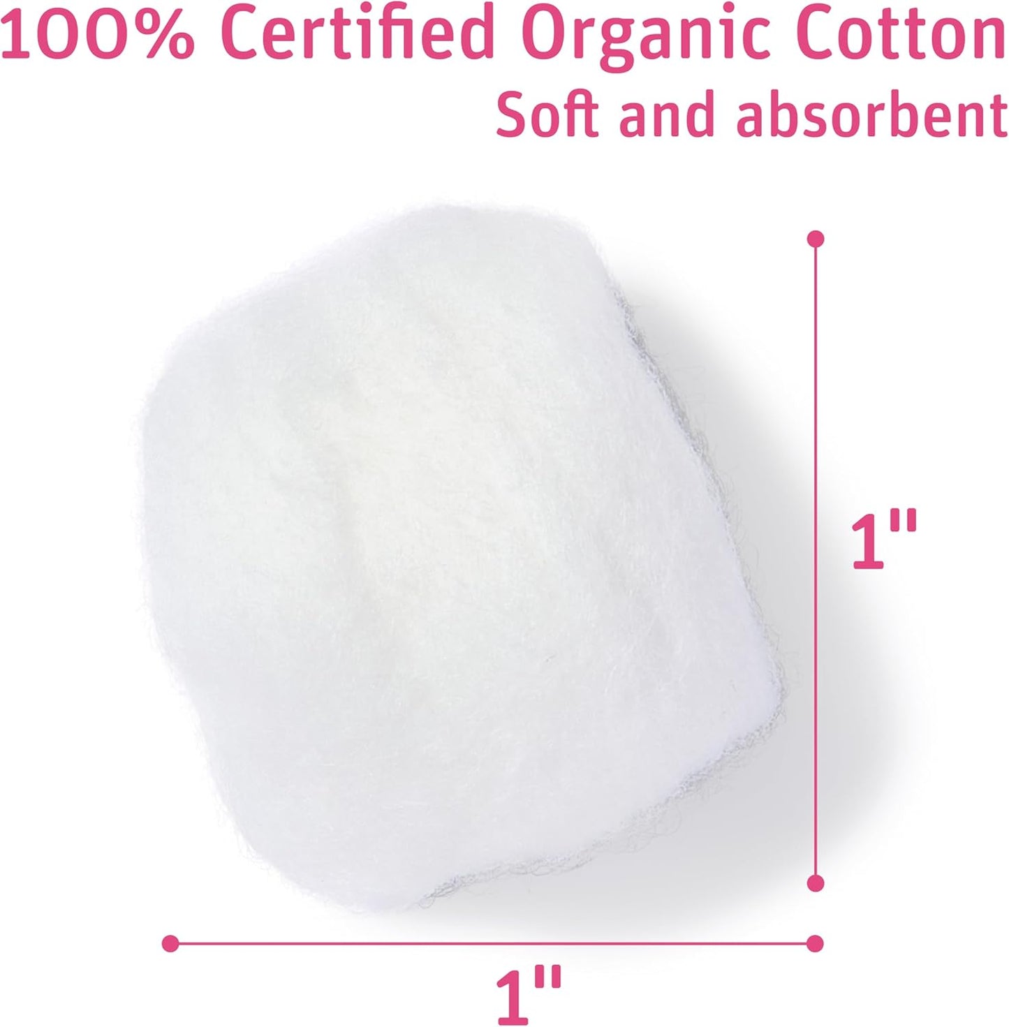 Simply Soft Premium Organic Cotton Balls, 600 Count (3 Bags) 100% Pure Cotton, Certified, Hypoallergenic, Large...