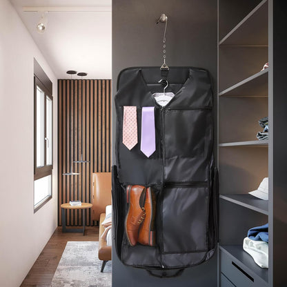 Premium Suit Garment Bag Carry On - Hangs 4 Suits - Travel & Business  (Black)