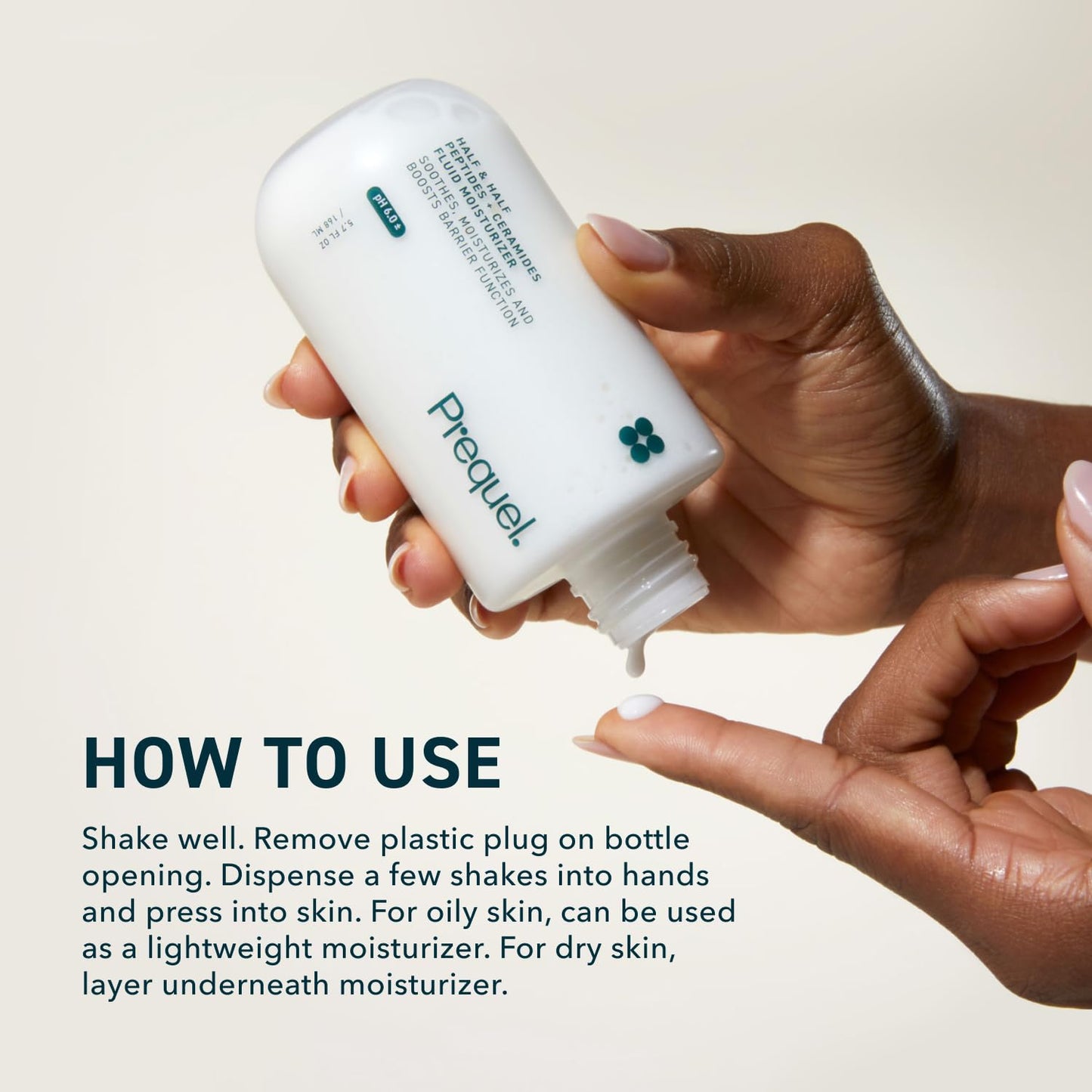 Prequel Skin Half and Half Fluid Moisturizer Face Cream. Lightweight Ceramide Peptide Lotion for All Skin Types..