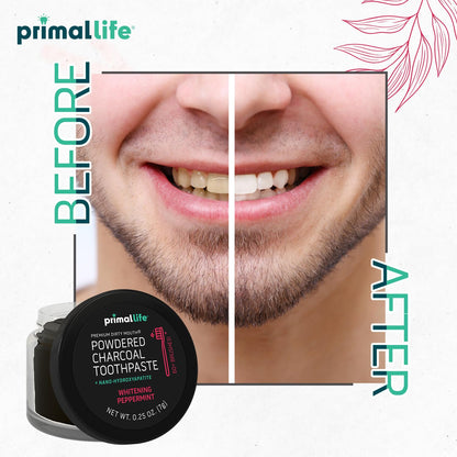 Primal Life Organics -Dirty Mouth Toothpowder, Activated Charcoal Tooth Cleaning Powder, Essential Oils..