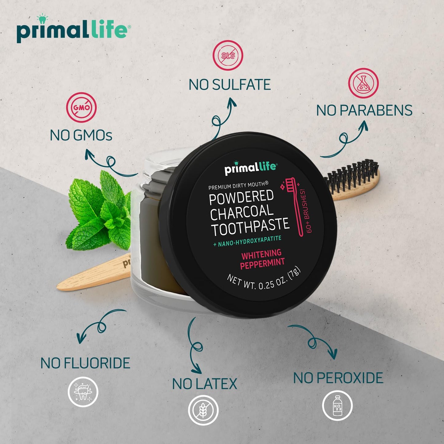 Primal Life Organics -Dirty Mouth Toothpowder, Activated Charcoal Tooth Cleaning Powder, Essential Oils..