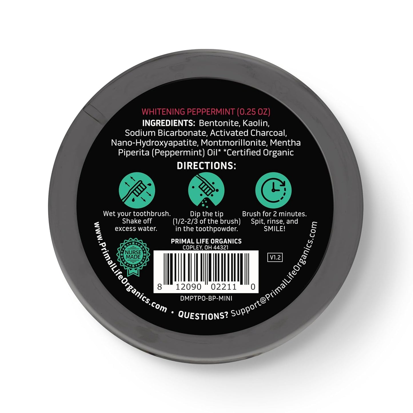 Primal Life Organics -Dirty Mouth Toothpowder, Activated Charcoal Tooth Cleaning Powder, Essential Oils..