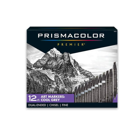 Prismacolor Premier Double-Ended Art Markers, Fine And Chisel Tip, Cool Grey, Adult Coloring