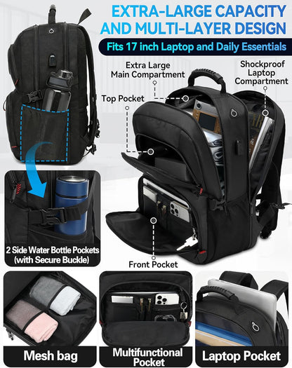 ProEtrade Travel Backpack, Extra Large Laptop for Women Men(Black)