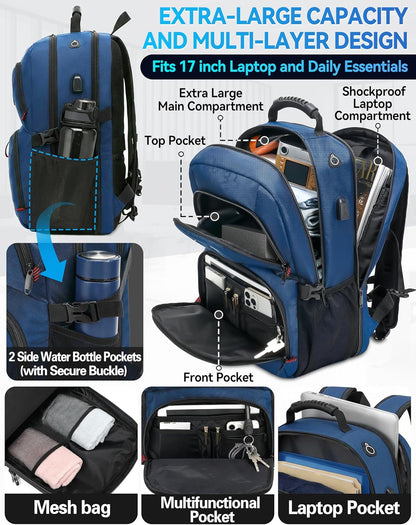 ProEtrade Travel Backpack, Extra Large Laptop Backpack School Business Anti Theft TSA Approved College Work Computer Bag Fits 17 Inch Laptop