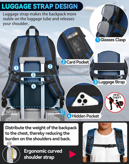 ProEtrade Travel Backpack, Extra Large Laptop Backpack School Business Anti Theft TSA Approved College Work Computer Bag Fits 17 Inch Laptop