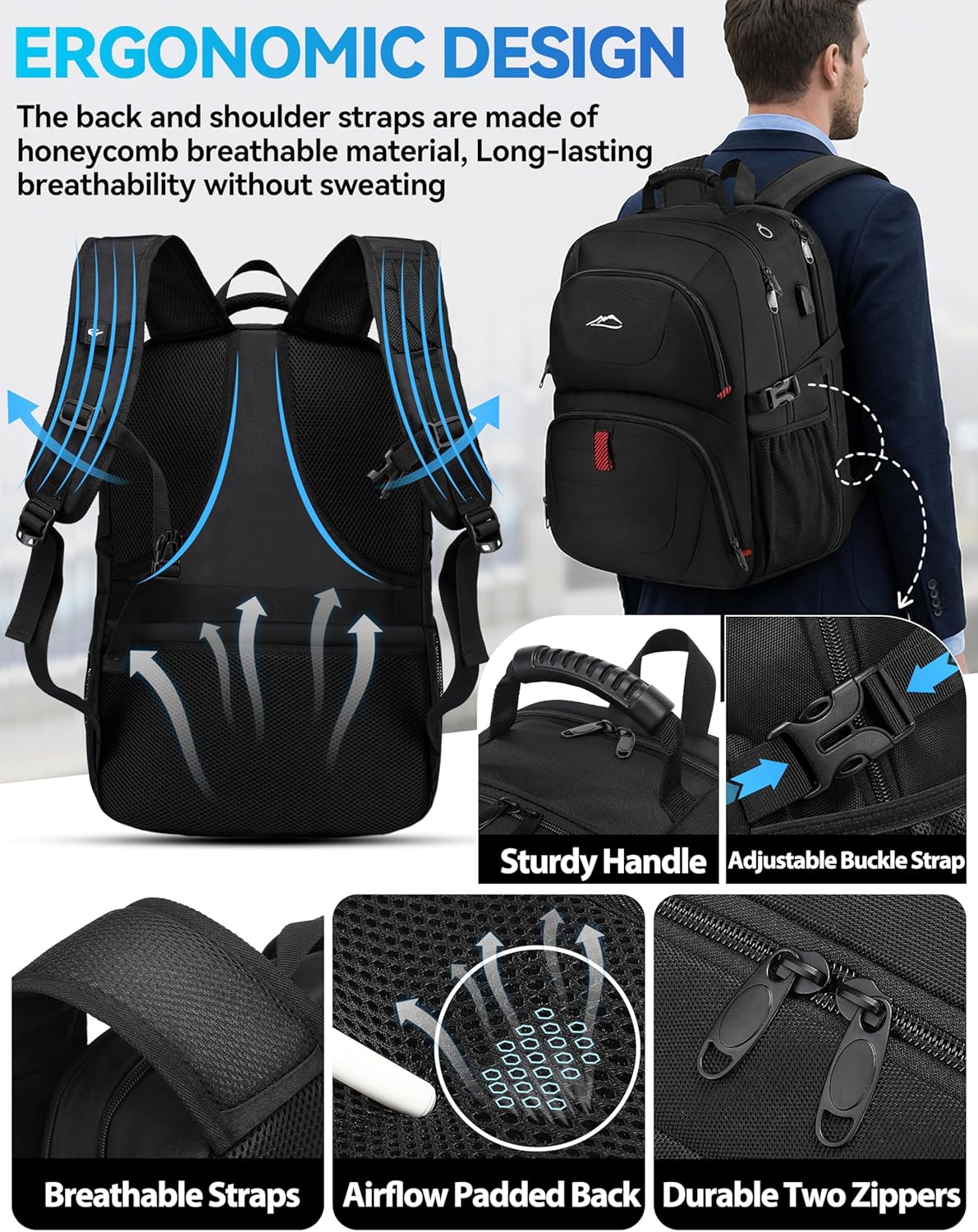 ProEtrade Travel Backpack, Extra Large Laptop for Women Men(Black)