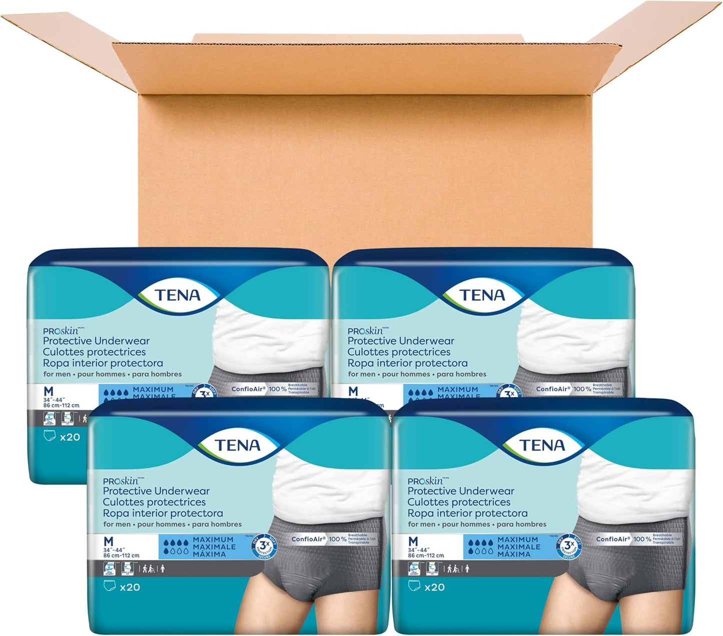 Tena ProSkin Medium Gray Adult Male Moderate Absorbency Protective, 80 ct