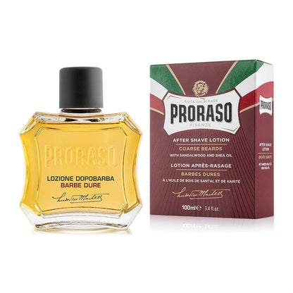 Proraso After Shave Lotion - Sandalwood Oil &amp; Shea Butter - Moisturizing &amp; Nourishing After Shave Splash for Coarse Beards or Hard