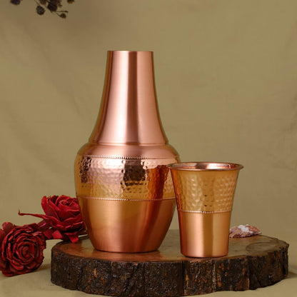 Pure Copper Carafe | Bedside Water Carafe with Tumbler - Copper Carafe..