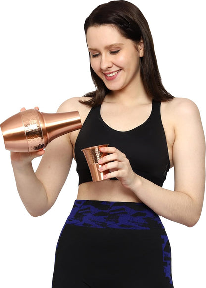 Pure Copper Carafe | Bedside Water Carafe with Tumbler - Copper Carafe..