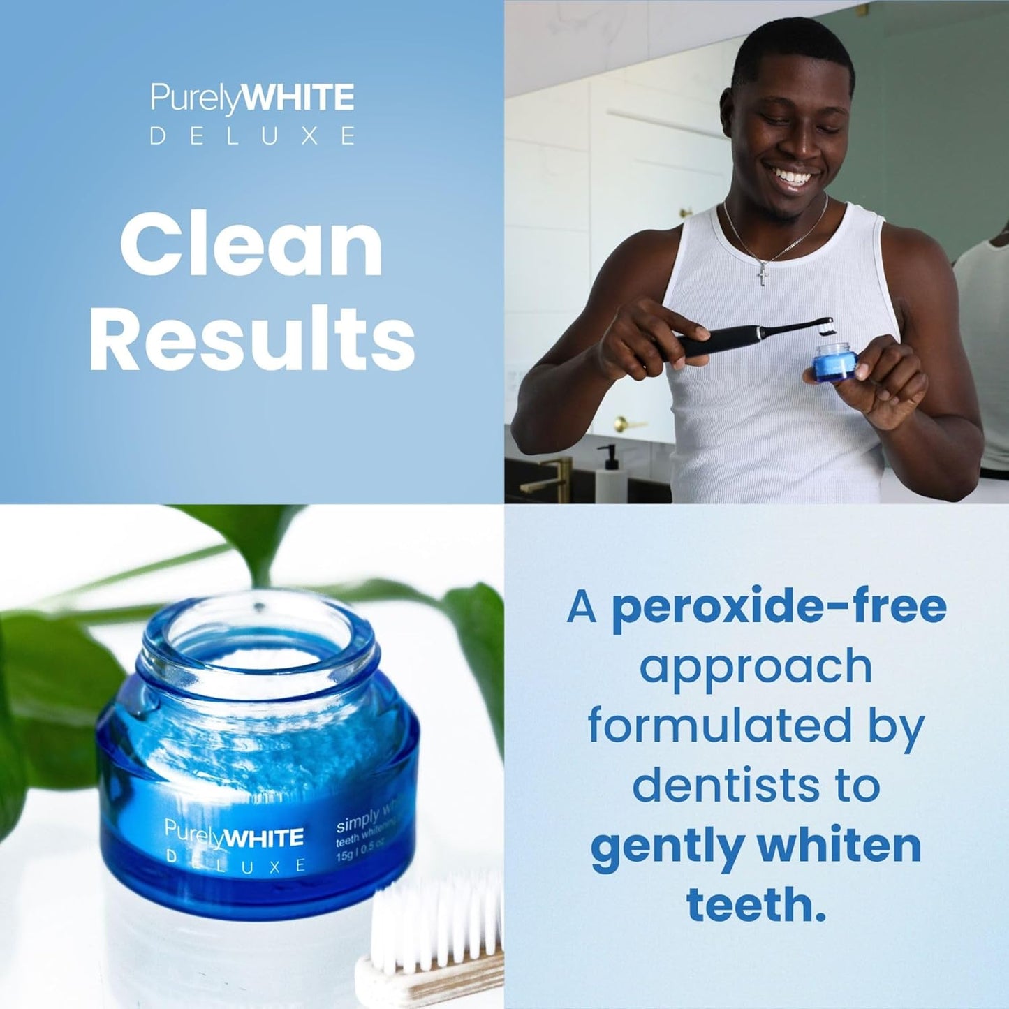 PurelyWHITE DELUXE, Whitening Powder - Removes Stains, No Sensitivity - Enamel-Safe Toothpaste Whitening Powder for Coffee..