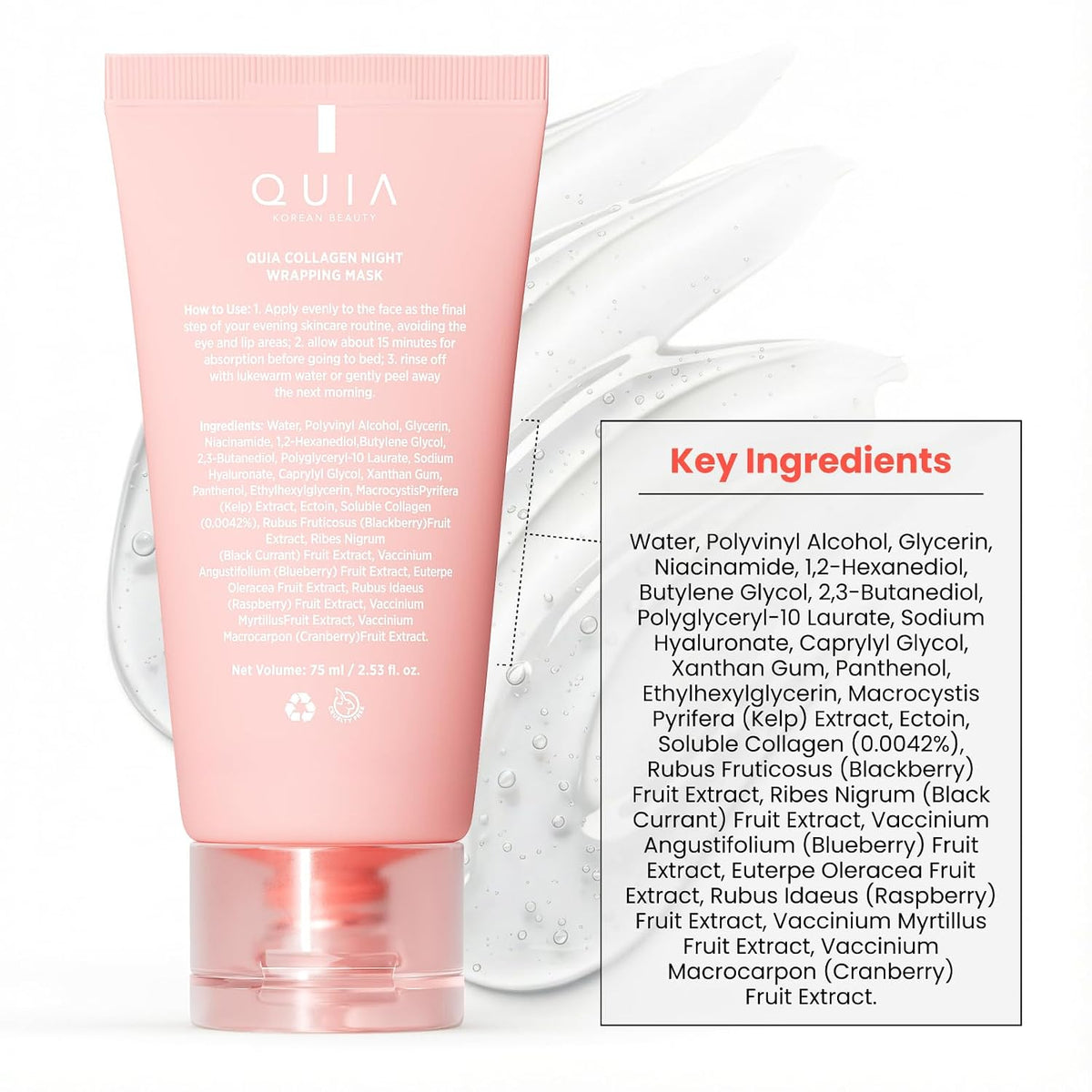 QUIA Collagen Overnight Wrapping Mask - Wake Up to Plumper, Firmer Skin